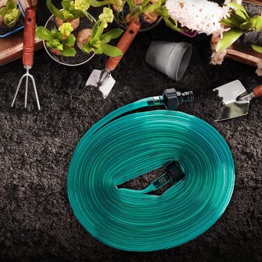 Поливальний шланг-плоский, 15 метрів, з отворами для саду, готовий до підключення, зелений