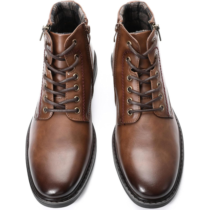 Чоловічі чоботи KNBR Класичні ботильйони зі шнурівкою та блискавкою для бізнесу, ділових поїздок коричневі 43 EU