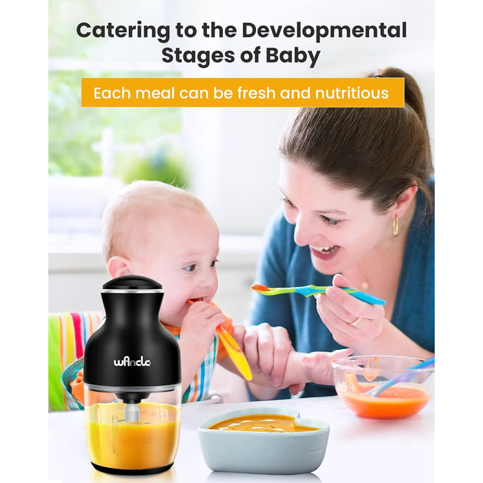 Електричний подрібнювач, подрібнювач 350 Вт, подрібнювач 600 мл, кухонний подрібнювач, тихий і простий у використанні (чорний)