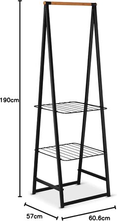 Вішалка для одягу Brabantia Linn, мала, пофарбована сталь, чорна, 1,9 м