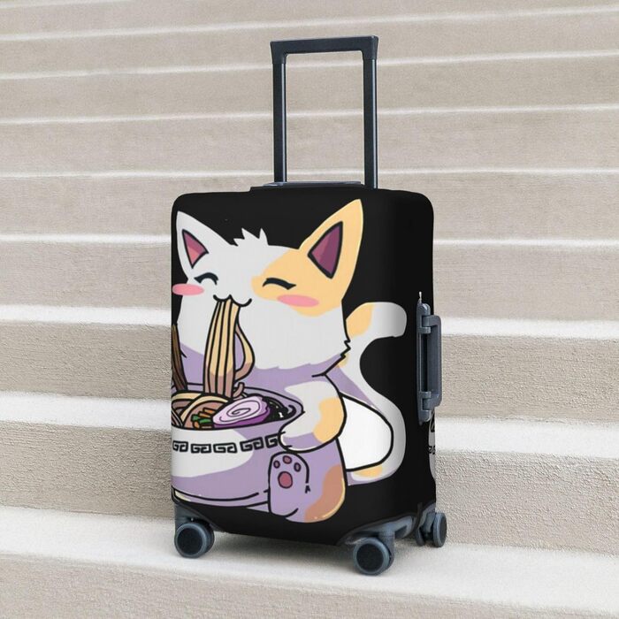 Чохол для валізи ZORIN, аніме-стиль Котик їсть рамен, захисний, водостійкий, для валіз розміром 45.7 - 81.3 см (XL)