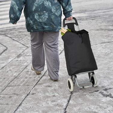 Сумка-візок для покупок Relaxdays, складана, 25 л, з колесами, витримує до 10 кг, розміри 91 x 40 x 30 см, чорна