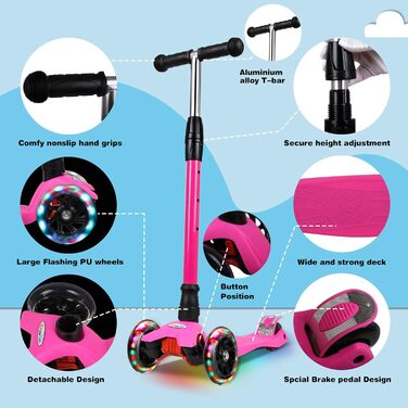 Дитячий самокат IMMEK, самокат на колесах з поліуретановим покриттям зі світлодіодними ліхтарями, діти на самокаті можуть бути на