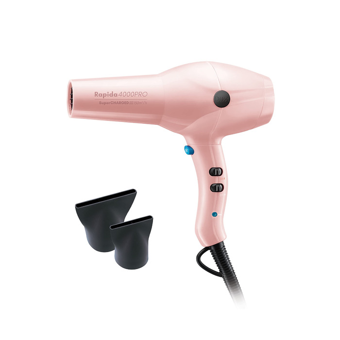 Фен для волосся Diva PRO114 Pro Styling Rapida 4000 Pro 4 режими температури, 2 швидкості обдуву, функція холодного повітря, міцний нейлоновий корпус, рожевий