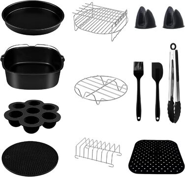 Аксесуари для квадратної безмасляної фритюрниці об'ємом 5,5 л. 12 упаковок, підходить для COSORI/PRINCESS/INNSKY/PROSCENIC/PHILIPS 5,2 л 5,5 л 5,7 л і більше, усі марки квадратних фритюрниць, без бісфенолу А