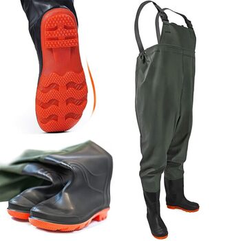 Вейдерси Omega розмір 43-46 100 водонепроникні гумові рибальські штани з нековзною підошвою, регульовані підтяжки, рибальські вейдерси з ПВХ для чоловіків, забродні чоботи для риболовлі та роботи у воді