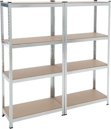 Безболтовий стелаж ESTEXO, стелажі для зберігання, 21 модель на вибір, надміцні стелажі, стелажі для підвалу, стелажі для майстерні, стелажі для робочого столу, гаражні стелажі (оцинковані / 2 шт. 160x80x40см / 640кг) 2 шт. 160x80x40см / 640кг оцинковані