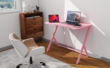 Невеликий ігровий стіл, вуглецеве волокно, комп&39ютерний стіл, ігровий стіл, офіс, дім, кабінет, офіс, робоча станція, ігровий ПК-стіл, сталеві ніжки, кутовий стіл, рожевий, 90 см