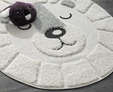 Килим Lou Soft cuddy дитячий килим, м'який ворс, легкий у догляді, стійкий до кольору, для вулиці, 3D вигляд, левовий мотив, кремо