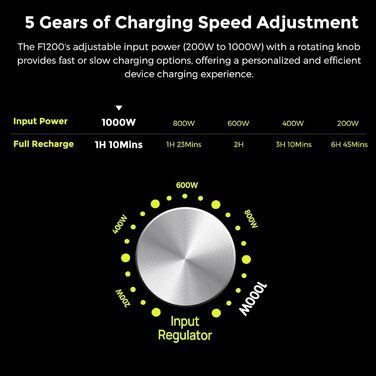 Портативна електростанція FOSSiBOT F1200, сонячний генератор 1024 Втгод LiFePO4, 1200 Вт змінного струму 100 Вт USB-C, ідеально підходить для кемпінгу, автофургона, дому, кемперів, подорожей F1200 GE