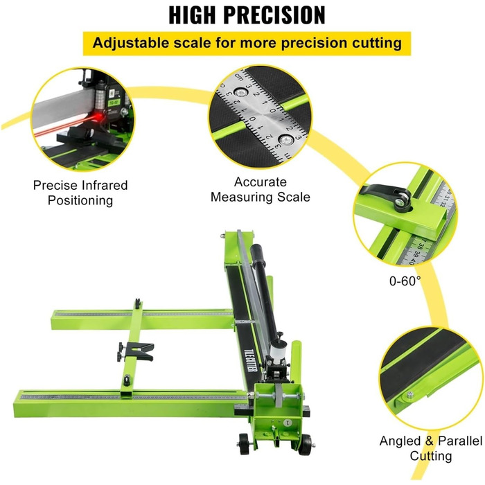 Ручний плиткоріз WLLKIY Ручний плиткоріз, інфрачервоний лазерний позиціонуючий підлоговий плиткоріз, штовхаючий ніж Ручний інструмент для різання порцеляни та кераміки (47 дюймів (1200 мм)) 47 дюймів (1200 мм )