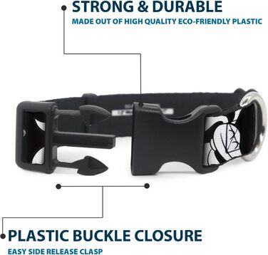 Нашийник для собак Buckle-Down Кошмар перед Різдвом, Zero, чорно-білий, ширина 22.9-38.1 см, для собак з обхватом шиї 22.9-38.1 см, розмір S