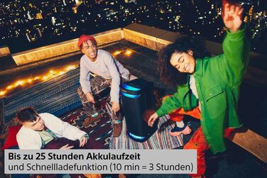 Потужна Bluetooth колонка для вечірок з всеспрямованим звуком, підсвічуванням і акумулятором на 25 годин (IPX4, MEGA BASS, функція