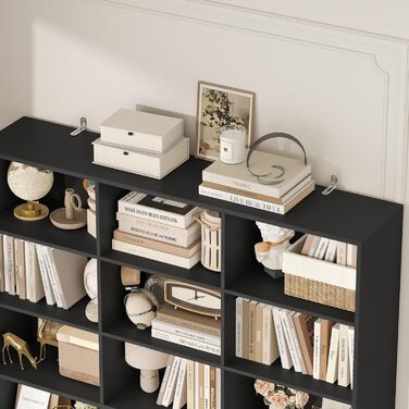 Книжкова шафа FirFurd 209 см з дверцятами, книжкова шафа з 15 відділеннями, вітрина, висока шафа, дерев&39яна багатофункціональна шафа, велика для вітальні, кабінету, кухні, 150 x 23,7 x 209 см, чорна