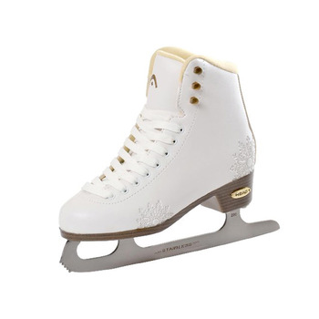 Фігурні ковзани HEAD Amber для жінок з лезами з нержавіючої сталі, дизайн сніжинки, ідеально підходять для початківців - білі, розмір 41