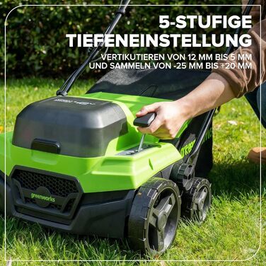 Акумуляторний вертикальний скарифікатор та аератор 2-в-1 безщітковий, ширина захвату 38 см, 5 рівнів регулювання висоти, 45л травозбірник, складна ручка, акумуляторний садовий інструмент (акумулятор не входить до комплекту), модель GD2X24SC38II, 48V (24V 