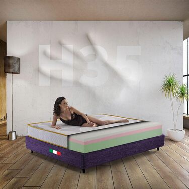 Матрац Comfy Line з піни з ефектом пам&39яті, розмір king-size, 200 x 200 см, американський стиль, багатошаровий, зонований, висота 35 см, ортопедичний матрац для людей з вагою, гіпоалергенний, виготовлено в Італії