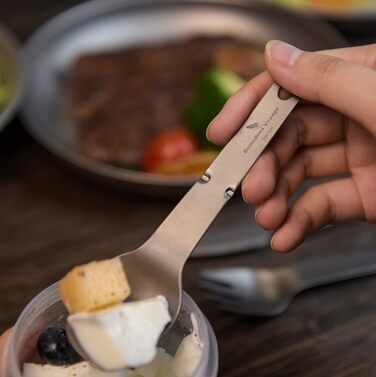 Набір титанових кемпінгових столових приборів iBasingo для кемпінгу, на відкритому повітрі, ложка, ніж, виделка, відкривачка для пляшок, невеликий легкий багаторазовий набір столових приборів для кемпінгу, риболовлі, походів, пікніка, барбекю, 3 шт. Ti107