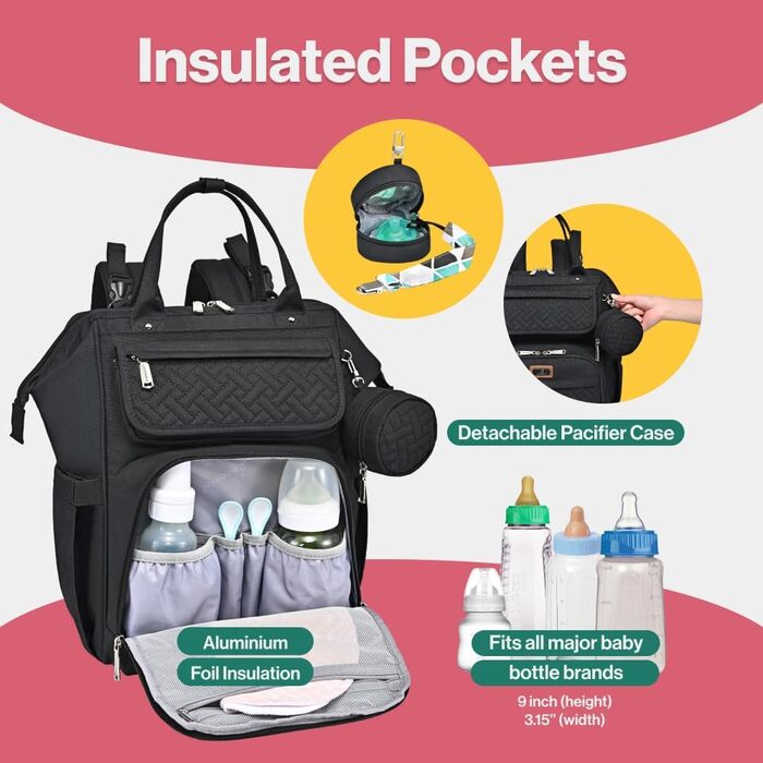 Рюкзак багатофункціональний великий пеленальний рюкзак дитяча сумка з пеленальним килимком і ременями для коляски і манекеном сумк