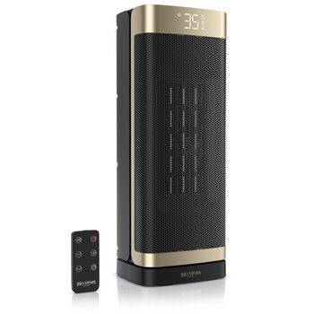 Енергозберігаючий, тихий вентилятор-обігрівач - Коливальний - з пультом дистанційного керування - Лауреат нагород - ЕКО-режим - 2 швидкості - Таймер - Керамічний обігрівач - Ванна кімната, вітальня, офіс, дитяча кімната A Чорний 2000 Вт