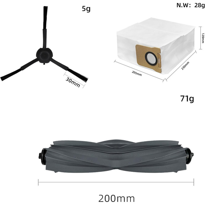 Запасні частини, сумісні для комплекту аксесуарів для пилососа Dreame X20 Pro/X20 Pro Plus, 1 основна щітка 6 бічна щітка 4 фільтр HEPA 4 швабра Colth Pad 4 мішок для пилу