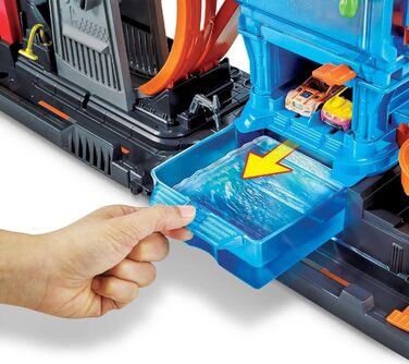 Ігровий набір City Color Reveal Ultimate Car Wash із резервуарами для води та 1 транспортним засобом, що змінює колір, гоночна тра