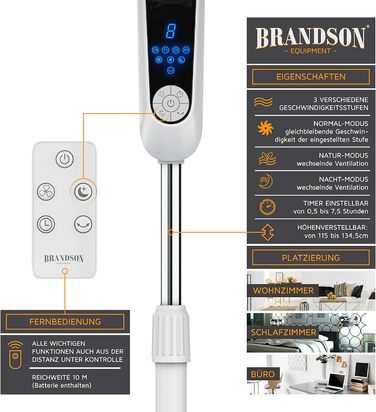 Вентилятор на підставці Silent з пультом дистанційного керування та дисплеєм - мобільний вентилятор - коливання 80 - 60 Вт - венти