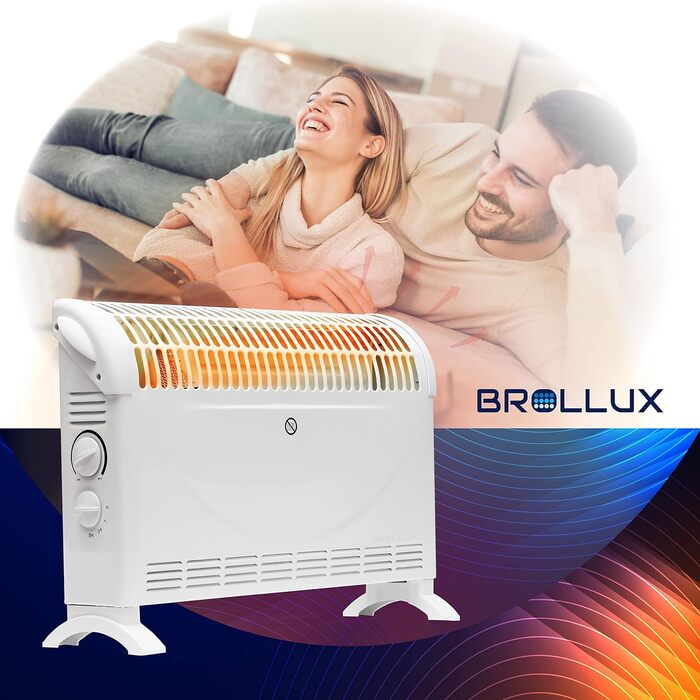 Електричний обігрівач Brollux CA2 потужністю 2000 Вт з турбовентилятором та термостатом, портативний конвекторний обігрівач, енергозберігаючий електричний обігрівач