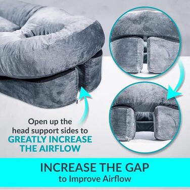 Подушка HoldOneLight Face Down для сну - подушка для очей, ергономічна контурна подушка з піни з ефектом пам&39яті, підходить для сну на боці та спині, двостороння підтримка (сіра)