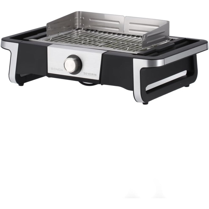 Електричний гриль для внутрішнього та зовнішнього використання, настільний гриль зі швидким запуском гриля до 500 C, балконний гриль з поверхнею SafeTouch, нержавіюча сталь/чорний, настільний гриль PG 8113 з поворотним керуванням Одинарний