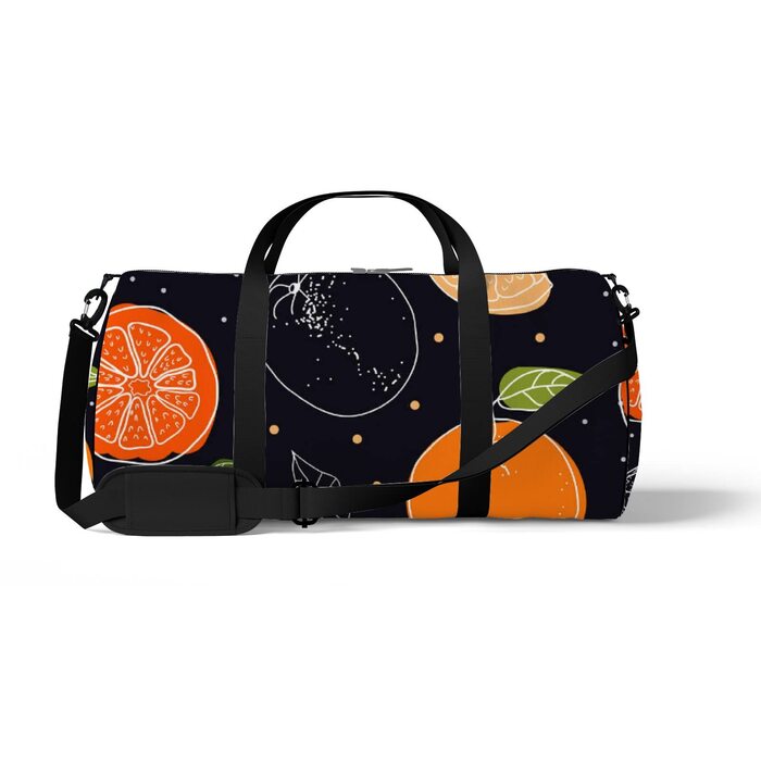 Спортивна сумка для фітнесу, йоги та танців, дорожня сумка для вихідних, помаранчевий принт на чорному фоні, сумка-месенджер для жінок та чоловіків