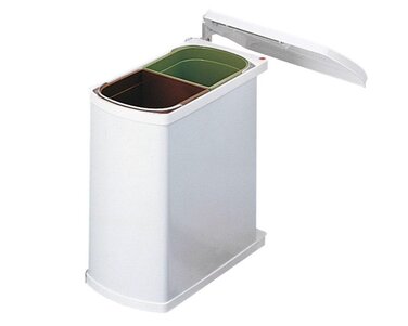 Відро для сміття Hailo 3416001 Поворотне відро для сміття Duo 16 л вбудоване відро для сміття білого кольору з шафи 45 см з відкид