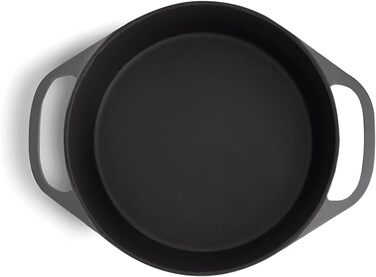 Кокотниця з кришкою, сіра, кругла, 28 см, 6 л, чавунна жаровня, індукційна каструля. 28 см сіра