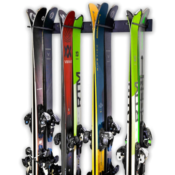 Настінне кріплення для лиж StoreYourBoard для 8 пар лижних стійок для дому та гаража, виготовлене зі сталі (чорне) 8 лиж