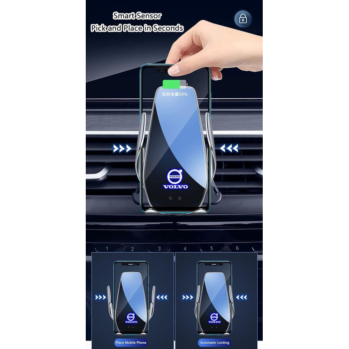 Автомобільне кріплення для мобільного телефону QUHOGJU для Volvo XC90 2015-2022, тримач вентиляційного отвору автомобіля, розблоку