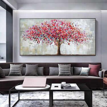 Картина Ручний розпис, мотив Велике червоне дерево, вітальня, акрилове полотно, прикраса будинку, олійний живопис на полотні, 70 х
