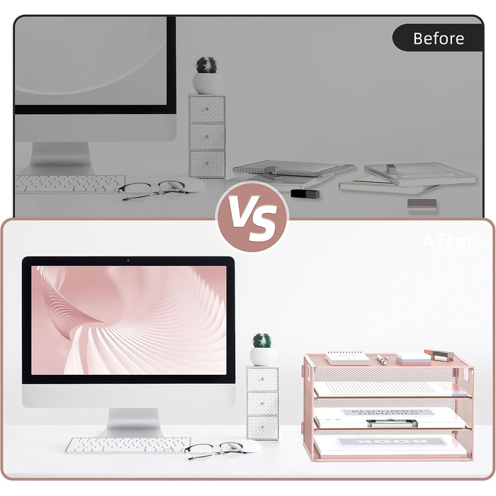 Ярусний лоток для листів, органайзер для паперу з ручкою, лоток для документів, настільний органайзер для школи, офісний органайзер, лоток для листів, металева сітка, рожевий, 3-