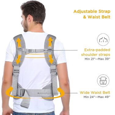 Переноска-переноска GAGAKU для малюків від 0 до 36 місяців, легко носити обличчям до обличчя вперед і на спині для дітей - сіра