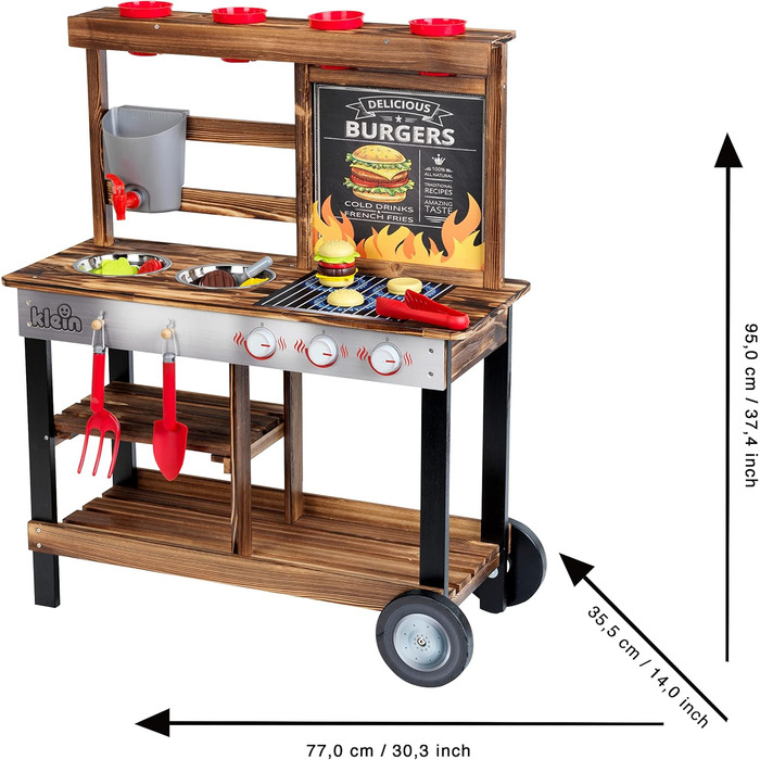 Літня кухня I Глиняна кухня з дерева з барбекю і станцією для посадки рослин I Вкл. аксесуари I Деревина, сертифікована FSC(TM) (FSC(TM) C188230) I Іграшка для дітей віком від 3 років і старше, 2368 BBQ Country