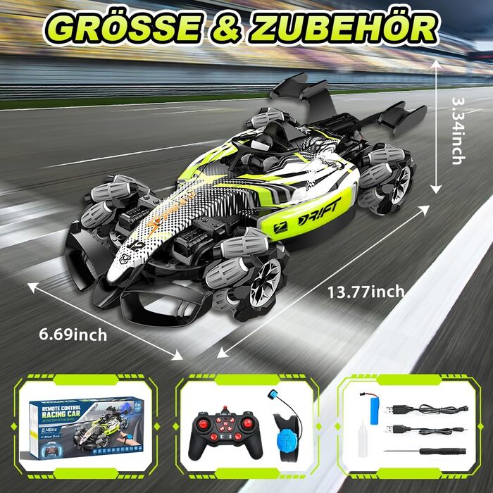 Автомобіль на дистанційному керуванні AYIQUTY з ручним керуванням, радіоуправляний трюковий автомобіль із світлом і паром, поворот