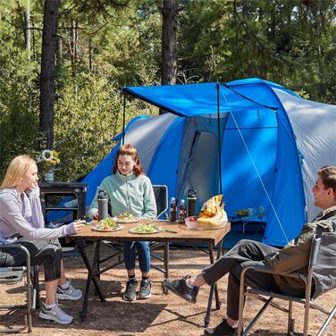 Складаний кемпінговий стіл TIMBER RIDGE, регульований по висоті, портативний алюмінієвий з сумкою для пікніків, приготування їжі, садівництва, походів, подорожей, 108x71 см - коричневий