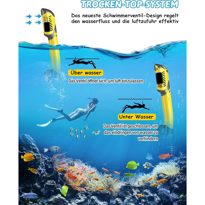 Набір для сноркелінгу QcoQce для дорослих, суха трубка з маскою для дайвінгу із загартованого скла із захистом від запотівання та протікання, панорамний вид та легке дихання для сноркелінгу та дайвінгу