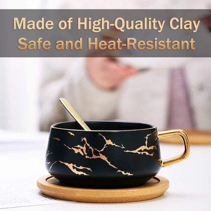 И Чашки для капучино з блюдцем, мармурова чашка, 300 мл порцелянові чашки для еспресо для чаю, кави, капучино, кавові чашки з дере