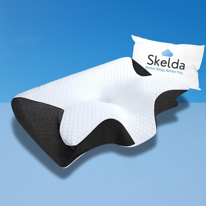 Подушка Skelda Remium Relief, новинка 2026 року. Ергономічна подушка для сну Skelda зі знімним чохлом, комфортна подушка з піни з ефектом пам&39яті, регульована, дихаюча, подушка з підтримкою шиї для сну на боці та на спині, біла.
