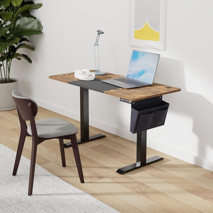 Електричний письмовий стіл SONGMICS з регульованою висотою, 120 x 60 см, безступінчасте регулювання, функція пам&39яті з 4 рівнями висоти, вінтажний коричневий - чорний LSD015X01 120 x 60 см вінтажний коричневий чорний