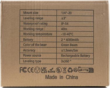 Поперечний лазер 3x360, поперечний лазерний зелений самовирівнюючий лазерний нівелір 12 лінійний лазер з акумуляторами 2x4000mAh і пультом дистанційного керування для використання в приміщенні на будівельному майданчику