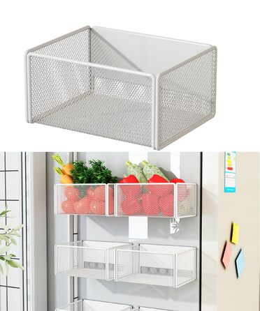 Магнітний кухонний органайзер, підставка для спецій, магнітна полиця для холодильника, тримач для кухонних рулонів, магнітне зберігання, компактний органайзер для банок зі спеціями, маленький, білий