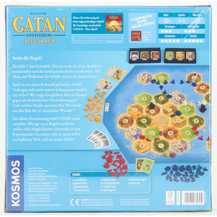 Моряки, розширення для CATAN - The Game, настільна гра для 3-4 гравців віком від 10 років, сімейна гра, грається тільки з базовою грою, Поселенці Катану CATAN Моряки, 682705 CATAN -