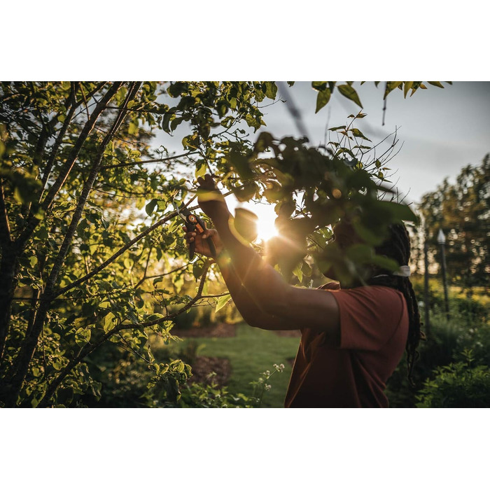 Садові ножиці Fiskars Bypass, Plus SmartFit, P541, Для свіжих гілок та сучків, Антипригарне покриття, Леза з нержавіючої сталі, Довжина 20,1 см, Чорний/Помаранчевий, 1057169 Садові ножиці P541 Одинарні