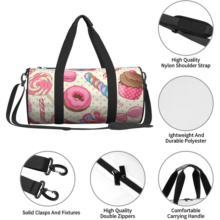 Дорожня сумка Солодка випічка (Roter Panda), кругла, великої місткості, легка та міцна, ідеальний подарунок для подорожей, відпустки, ділових поїздок та іншого, універсальний розмір.